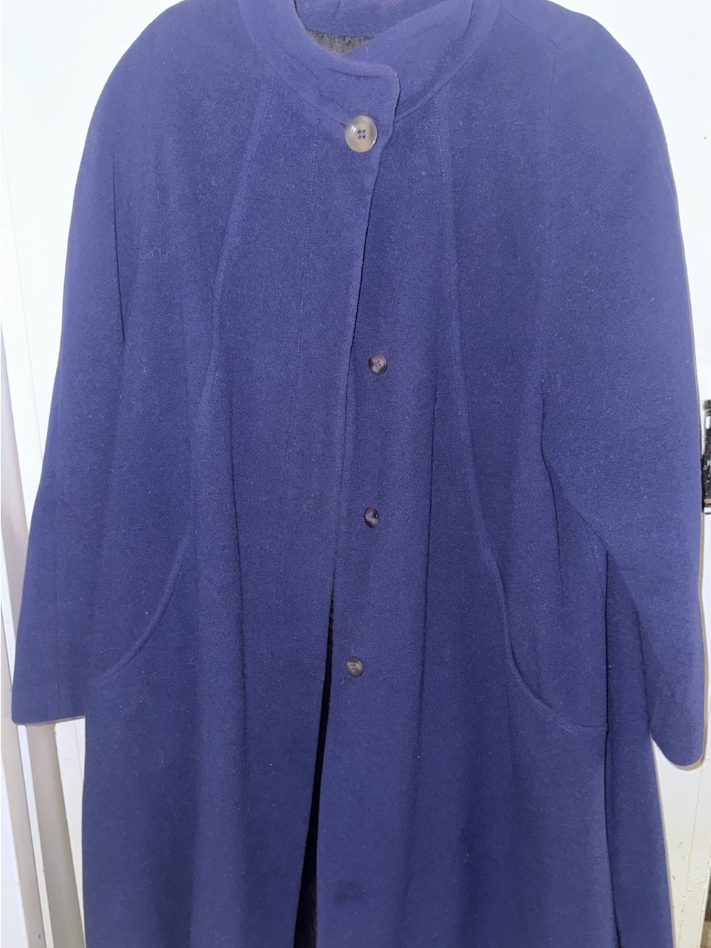 Women's Navy Blue Long Wool Coat